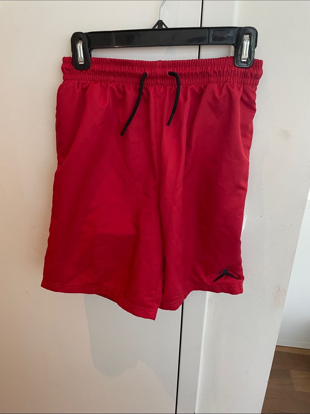 Bug Kids Nike Jordan Dri Fit Red Kids Athletic Shorts with Black Drawstring